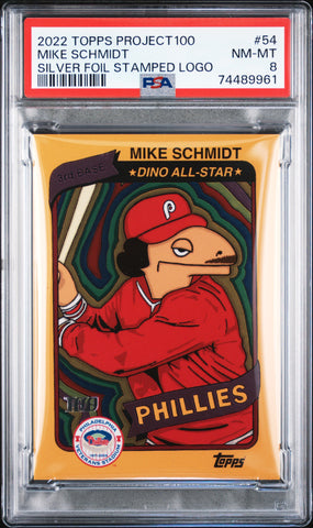 2022 Topps PROJECT100 54 Mike Schmidt Silver Foil Stamped Logo /299 PSA 8