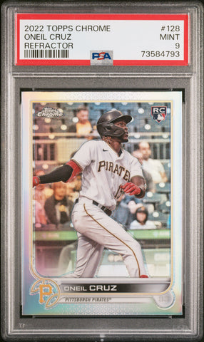 2022 Topps Chrome 128 Oneil Cruz RC Rookie Refractor PSA 9