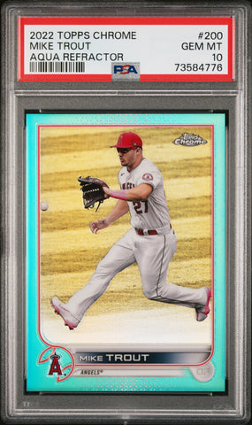 2022 Topps Chrome 200 Mike Trout Aqua Refractor PSA 10