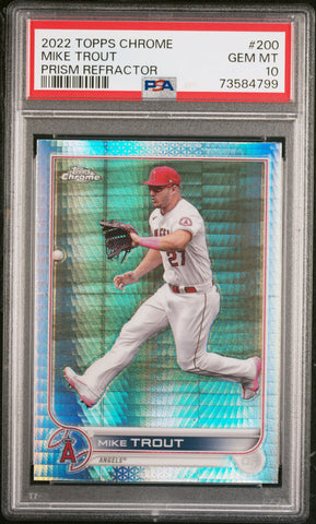 2022 Topps Chrome 200 Mike Trout Prism Refractor PSA 10