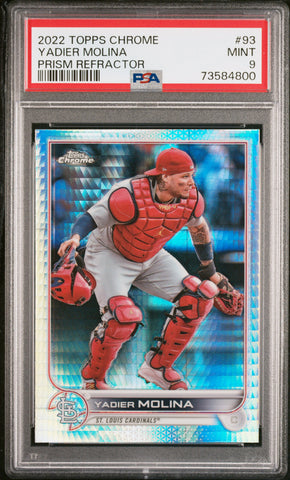 2022 Topps Chrome 93 Yadier Molina Prism Refractor PSA 9