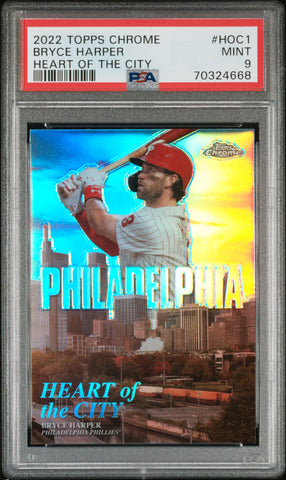 2022 Topps Chrome Heart of the City HOC1 Bryce Harper PSA 9