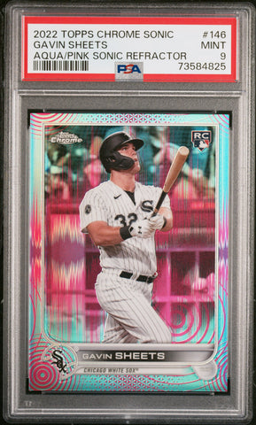 2022 Topps Chrome Sonic 146 Gavin Sheets RC Rookie Aqua Pink Sonic Refractor PSA 9 /199