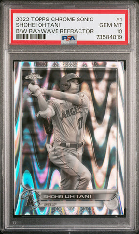 2022 Topps Chrome Sonic 1 Shohei Ohtani Black & White Raywave Refractor PSA 10