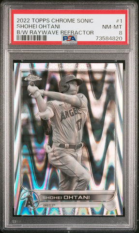 2022 Topps Chrome Sonic 1 Shohei Ohtani Black & White Raywave Refractor PSA 8