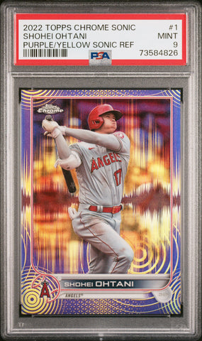 2022 Topps Chrome Sonic 1 Shohei Ohtani Purple Yellow Sonic Refractor PSA 9 /299