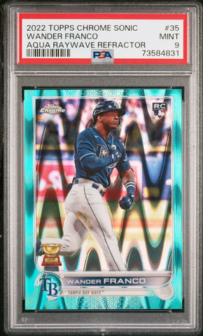 2022 Topps Chrome Sonic 35 Wander Franco RC Rookie Aqua Raywave Refractor PSA 9 /199