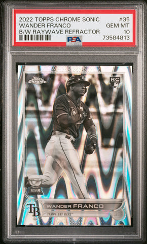 2022 Topps Chrome Sonic Wander Franco B/W Raywave Refractor RC Rookie PSA 10