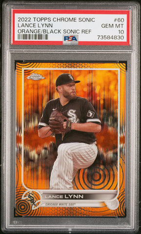 2022 Topps Chrome Sonic 60 Lance Lynn Orange Black Sonic Refractor PSA 10 /25