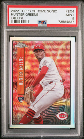 2022 Topps Chrome Sonic Expose EX4 Hunter Greene RC Rookie PSA 9