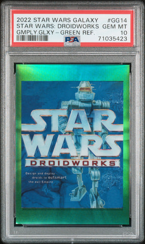 2022 Topps Chrome Star Wars Galaxy Gameplay Galaxy Droidworks Green Refractor /99 PSA 10