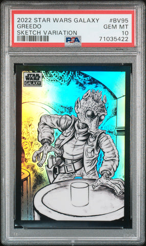 2022 Topps Chrome Star Wars Galaxy Sketch Variations BV95 Greedo PSA 10