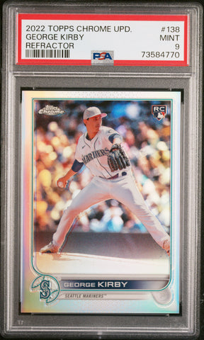 2022 Topps Chrome Update 138 George Kirby RC Rookie Refractor PSA 9