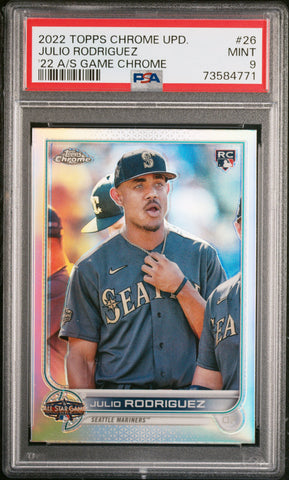 2022 Topps Chrome Update 2022 All-Star Game Julio Rodriguez RC Rookie PSA 9