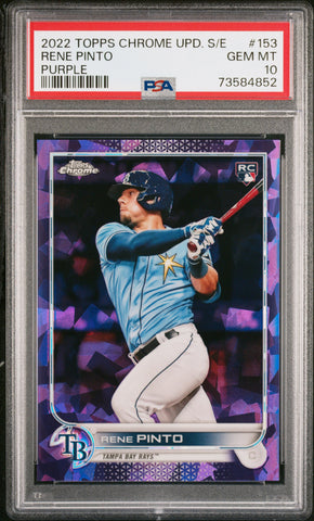 2022 Topps Chrome Update Sapphire Edition 153 Rene Pinto RC Rookie Purple /10 PSA 10