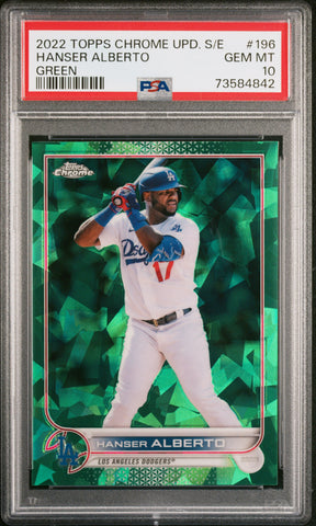 2022 Topps Chrome Update Sapphire Edition 196 Hanser Alberto Green PSA 10 /75