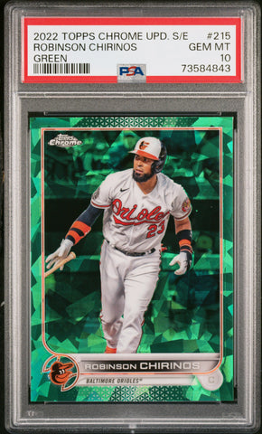 2022 Topps Chrome Update Sapphire Edition 215 Robinson Chirinos Green PSA 10 /75