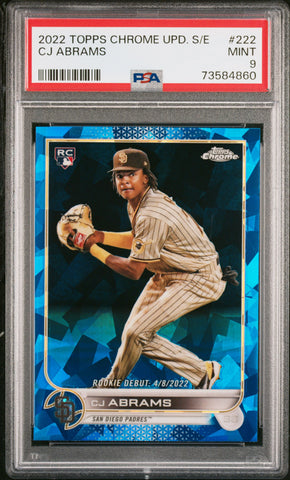 2022 Topps Chrome Update Sapphire Edition 222 CJ Abrams RC Rookie Debut PSA 9