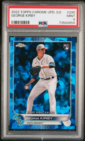 2022 Topps Chrome Update Sapphire Edition 290 George Kirby RC Rookie Debut PSA 9