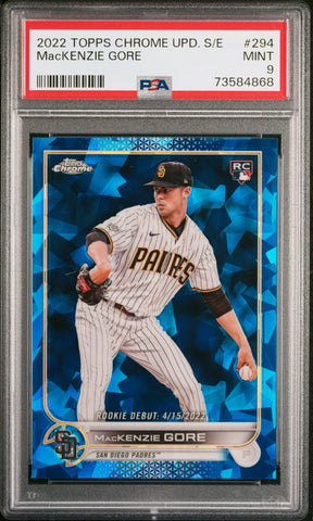 2022 Topps Chrome Update Sapphire 294 MacKenzie Gore RC Rookie Debut PSA 9