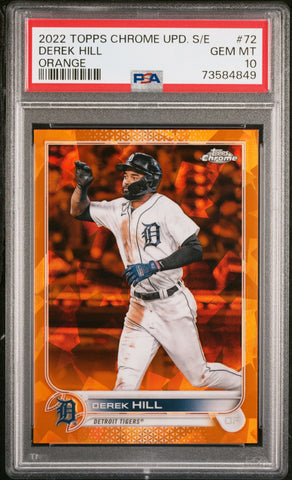 2022 Topps Chrome Update Sapphire Edition 72 Derek Hill Orange /25 PSA 10