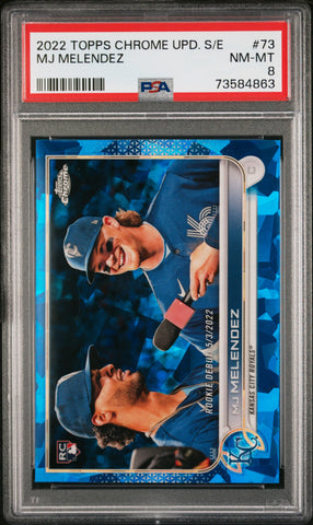 2022 Topps Chrome Update Sapphire Edition 73 MJ Melendez RC Rookie Debut PSA 8