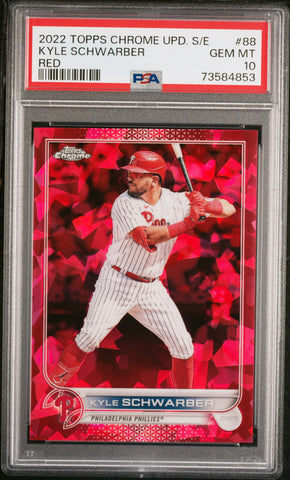 2022 Topps Chrome Update Sapphire Edition 88 Kyle Schwarber Red /5 PSA 10