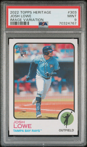 2022 Topps Heritage 303 Josh Lowe Image Variation RC Rookie Card PSA 9