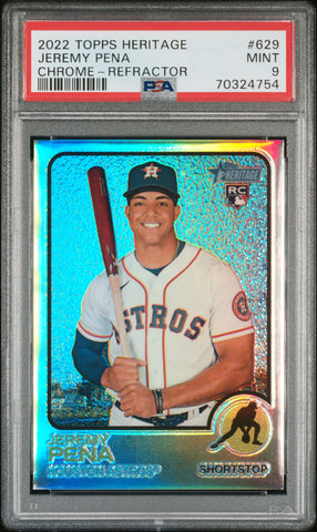 2022 Topps Heritage 629 Jeremy Pena Chrome Refractor /673 PSA 9