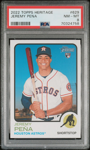 2022 Topps Heritage 629 Jeremy Pena RC Rookie Card PSA 8