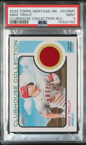 2022 Topps Heritage Clubhouse Collection Relics Ccrmt Mike Trout PSA 9