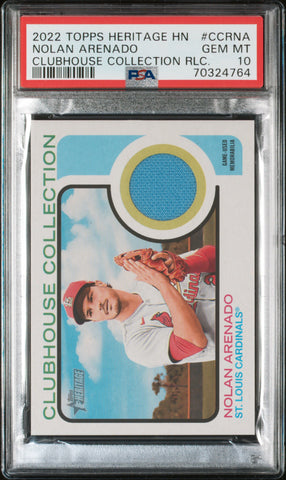 2022 Topps Heritage Clubhouse Collection Relics Ccrna Nolan Arenado PSA 10