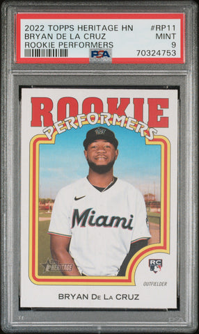 2022 Topps Heritage High Number Rookie Performers RP11 Bryan de La Cruz PSA 9