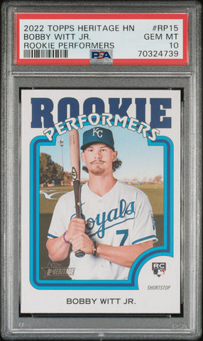 2022 Topps Heritage High Number Rookie Performers RP15 Bobby Witt Jr. PSA 10