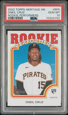 2022 Topps Heritage High Number Rookie Performers RP5 Oneil Cruz PSA 10