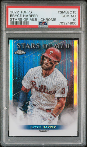 2022 Topps Stars of MLB SMLBC15 Bryce Harper Chrome PSA 10