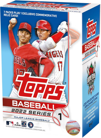 2022 Topps Series 1 Baseball Blaster Box - 7 Packs + Commemorative Relic Card
