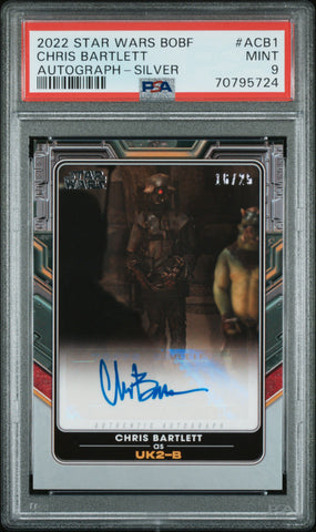 2022 Topps Star Wars Book of Boba Fett Auto ACB1 Chris Bartlett UK2-B Silver /25 PSA 9