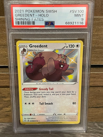 2021 Pokemon Shining Fates SV100 Greedent Holo PSA 9