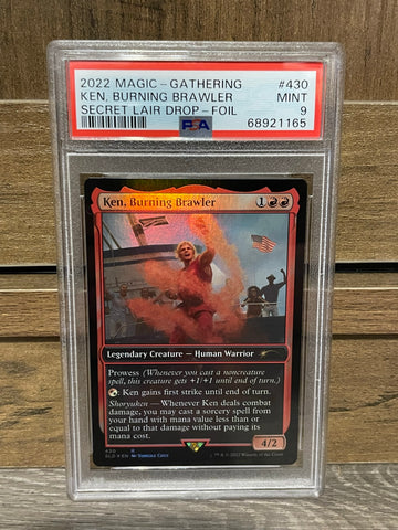 2022 Magic MTG Street Fighter Secret Lair Drop Ken, Burning Brawler Foil PSA 9