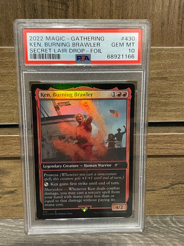 2022 Magic MTG Street Fighter Secret Lair Drop Ken, Burning Brawler Foil PSA 10