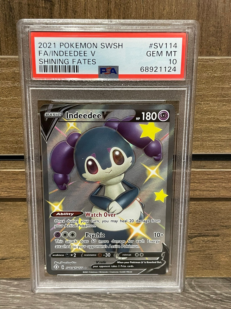 2021 Pokemon Shining Fates SV114 Full Art Indeedee V PSA 10 3G Cards & Collectibles, LLC 2021 Pokemon Shining Fates SV114 Full Art Indeedee V PSA 10 3G Cards & Collectibles, LLC