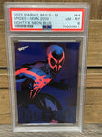 2022 Marvel Metal Universe Spider-Man #84 Spider-Man 2099 Light FX Neon Blue PSA 8