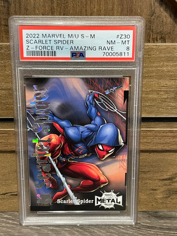 2022 Marvel Metal Universe Spider-Man Z-Force Rave Z30 Scarlet Spider Amazing PSA 8