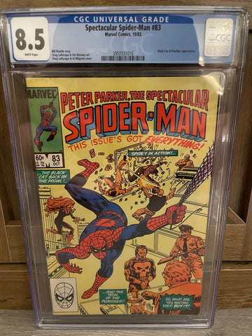 Spectacular Spider-Man #83 CGC 8.5 WHITE Pages Punisher Origin Retold