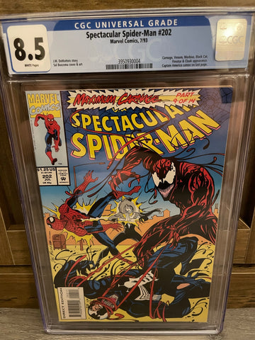 Spectacular Spider-Man #202 CGC 8.5 WHITE Pages