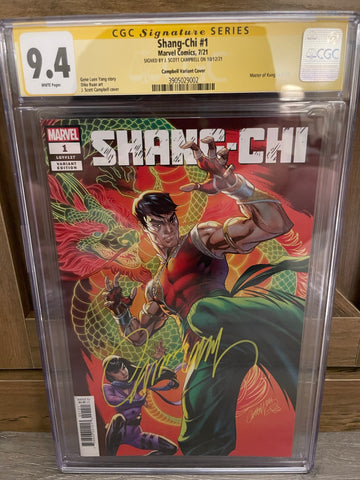 Shang-Chi #1 J Scott Campbell 1:50 Ratio Signed CGC 9.4 WHITE Pages Signature Series
