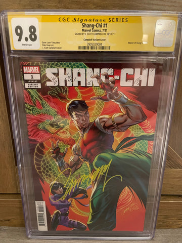 Shang-Chi #1 J Scott Campbell 1:50 Ratio Signed CGC 9.8 WHITE Pages Signature Series